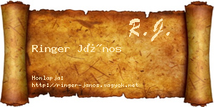 Ringer János névjegykártya